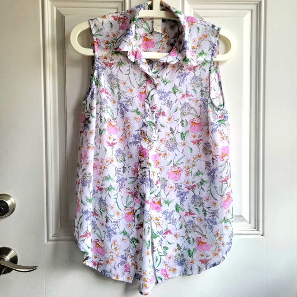 H & M Sheer Button Up Shirt size 2